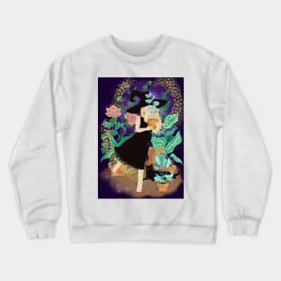 Witch with house plants Crewneck Sweatshirt